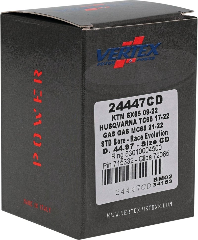 VERTEX 24447CD Cast Race Piston Kit Compatible With/Replacement For KTM 65 SX 2009-2022, Husqvarna TC 65 2017-2022 45 mm Cylinder Diameter, 65 cc Displacement, 44.970mm Piston Diameter - Image 5